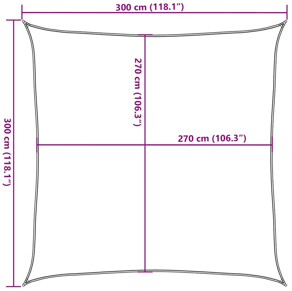 Uždanga nuo saulės, baltos spalvos, 3x3m, HDPE, 160g/m²