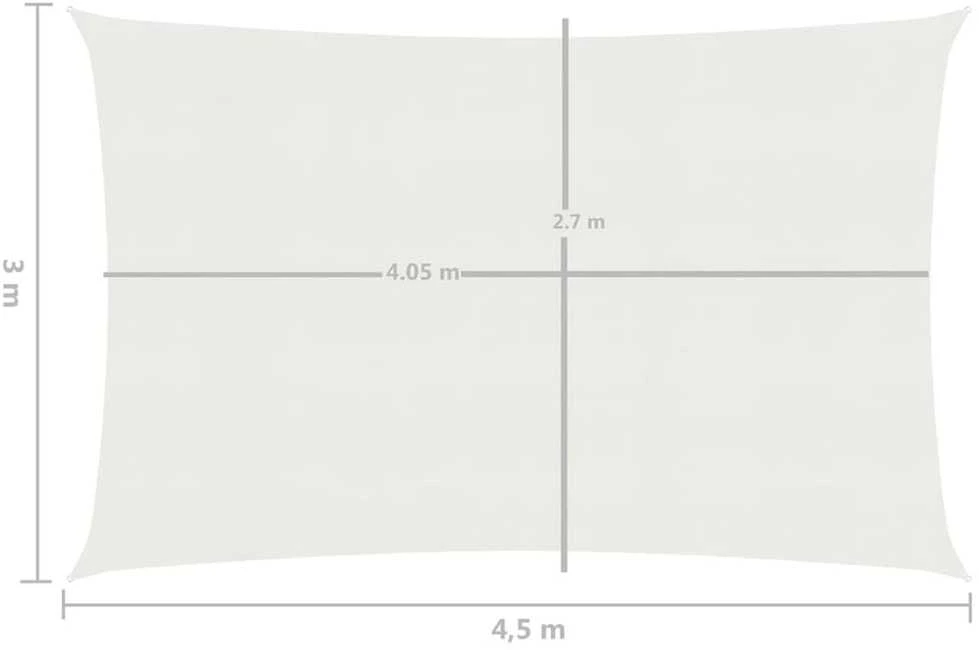 Uždanga nuo saulės, baltos spalvos, 3x4,5m, HDPE, 160g/m²