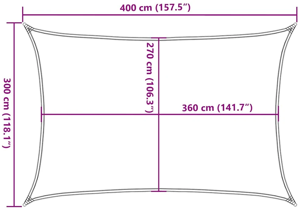 Uždanga nuo saulės, baltos spalvos, 3x4m, HDPE, 160g/m²