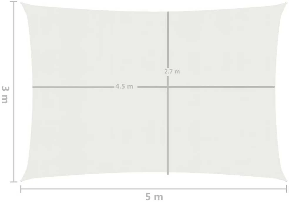 Uždanga nuo saulės, baltos spalvos, 3x5m, HDPE, 160g/m²