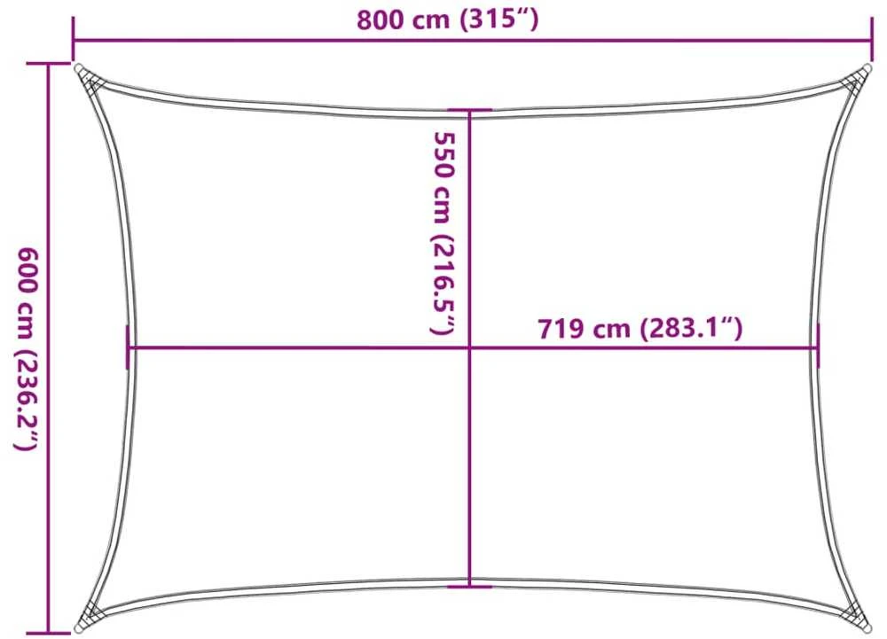 Uždanga nuo saulės, baltos spalvos, 6x8m, HDPE, 160g/m²