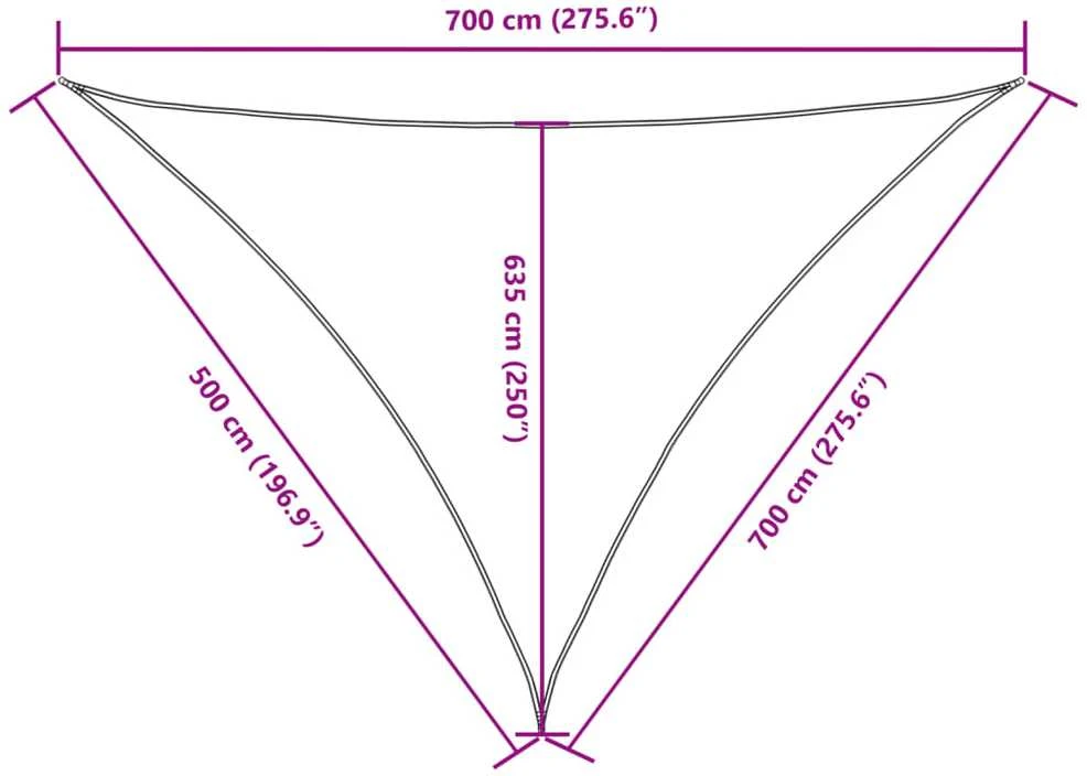 Uždanga nuo saulės, juoda, 5x7x7m, oksfordo audinys, trikampė