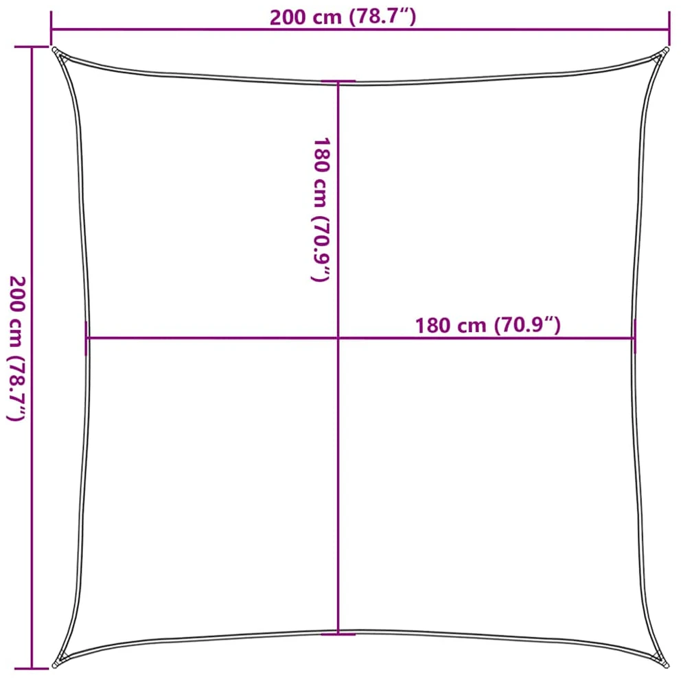 Uždanga nuo saulės, juodos spalvos, 2x2m, HDPE, 160g/m²