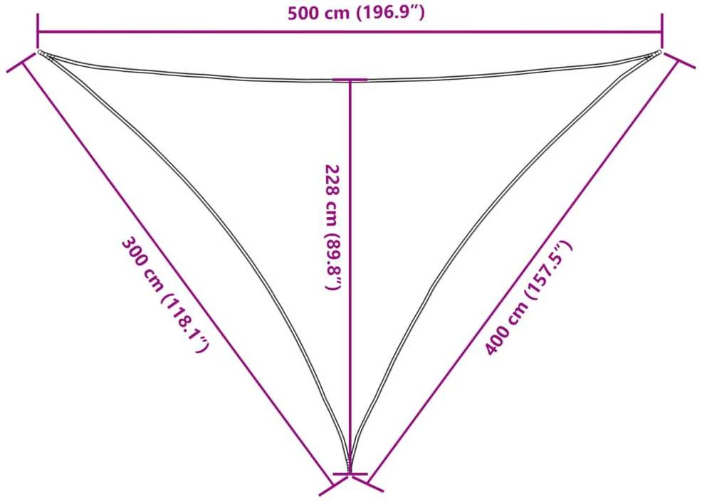 Uždanga nuo saulės, kreminė, 3x4x5m, oksfordo audinys, trikampė