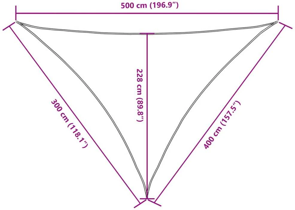 Uždanga nuo saulės, kreminė, 3x4x5m, oksfordo audinys, trikampė