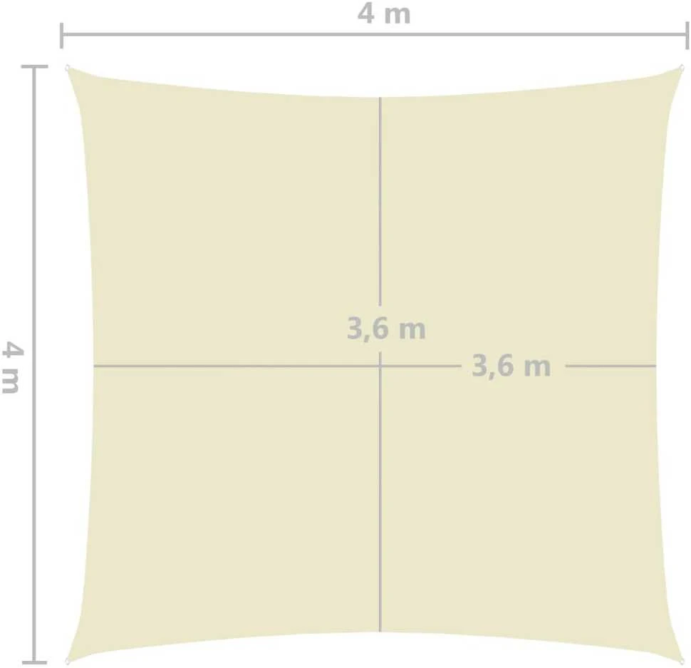 Uždanga nuo saulės, kreminė, 4x4m, oksfordo audinys, kvadratinė