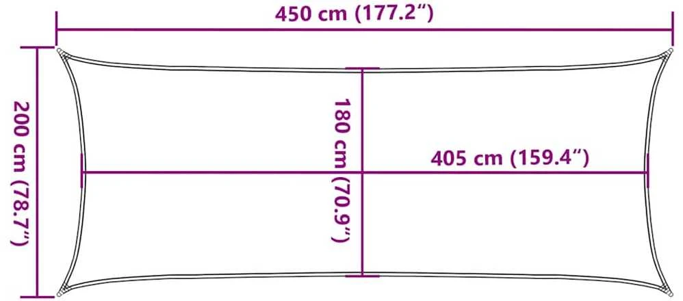 Uždanga nuo saulės, raudonos spalvos, 2x4,5m, HDPE, 160g/m²