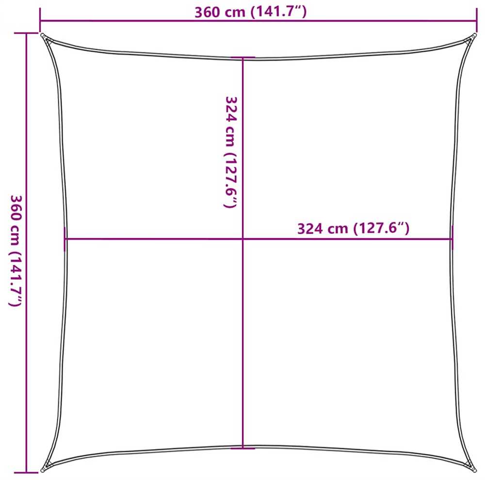 Uždanga nuo saulės, raudonos spalvos, 3,6x3,6m, HDPE, 160g/m²