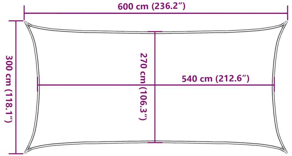 Uždanga nuo saulės, raudonos spalvos, 3x6m, HDPE, 160g/m²