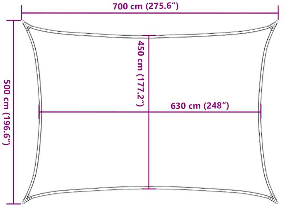 Uždanga nuo saulės, raudonos spalvos, 5x7m, HDPE, 160g/m²