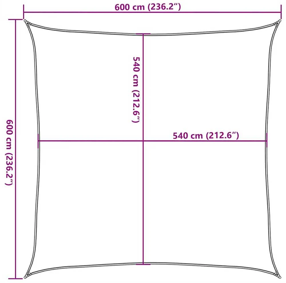 Uždanga nuo saulės, raudonos spalvos, 6x6m, HDPE, 160g/m²