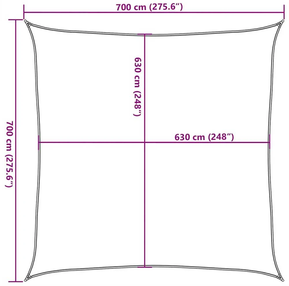 Uždanga nuo saulės, raudonos spalvos, 7x7m, HDPE, 160g/m²