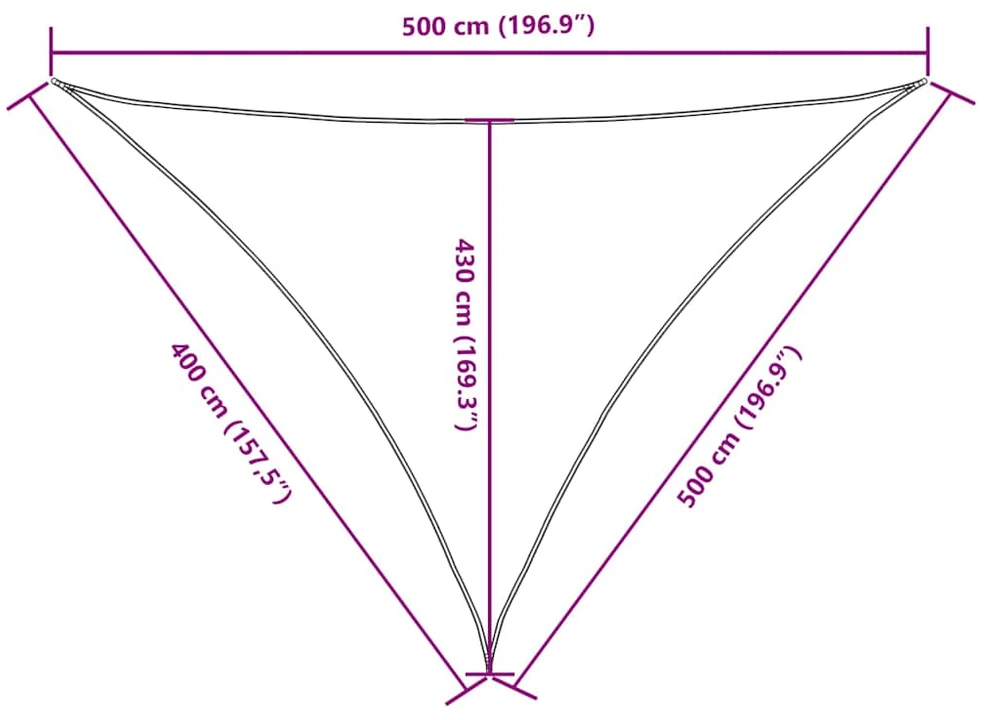 Uždanga nuo saulės, ruda, 4x4x5m, oksfordo audinys, trikampė
