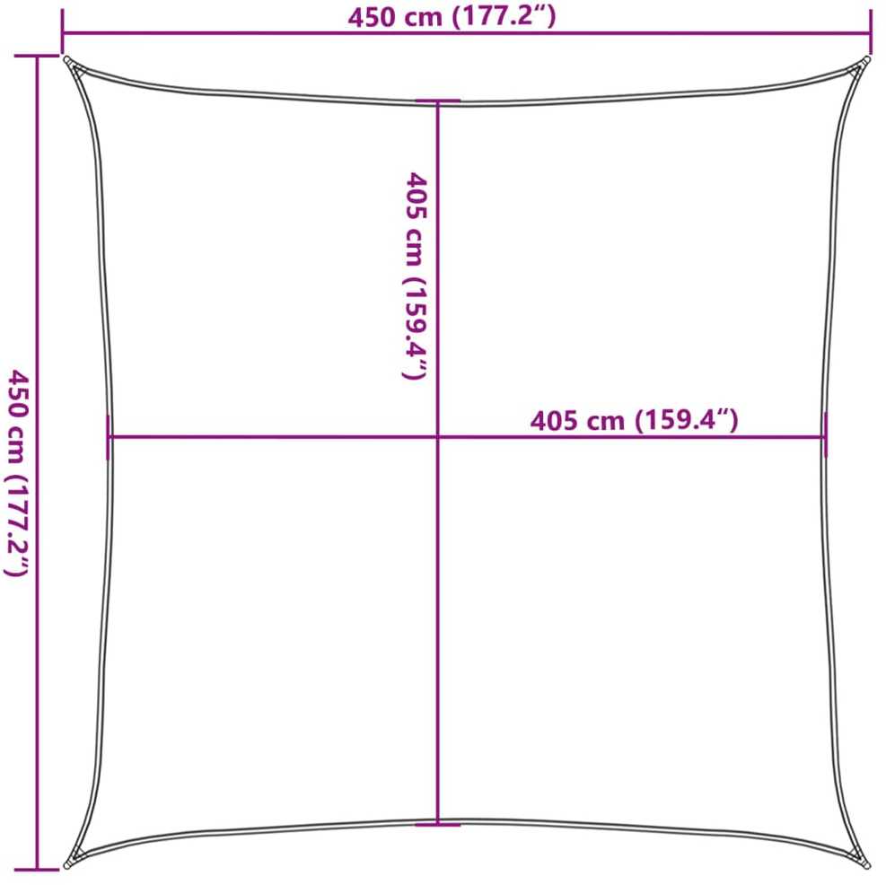 Uždanga nuo saulės, rudos spalvos, 4,5x4,5m, HDPE, 160g/m²