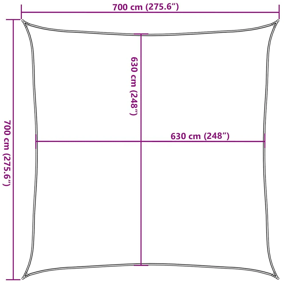 Uždanga nuo saulės, rudos spalvos, 7x7m, HDPE, 160g/m²