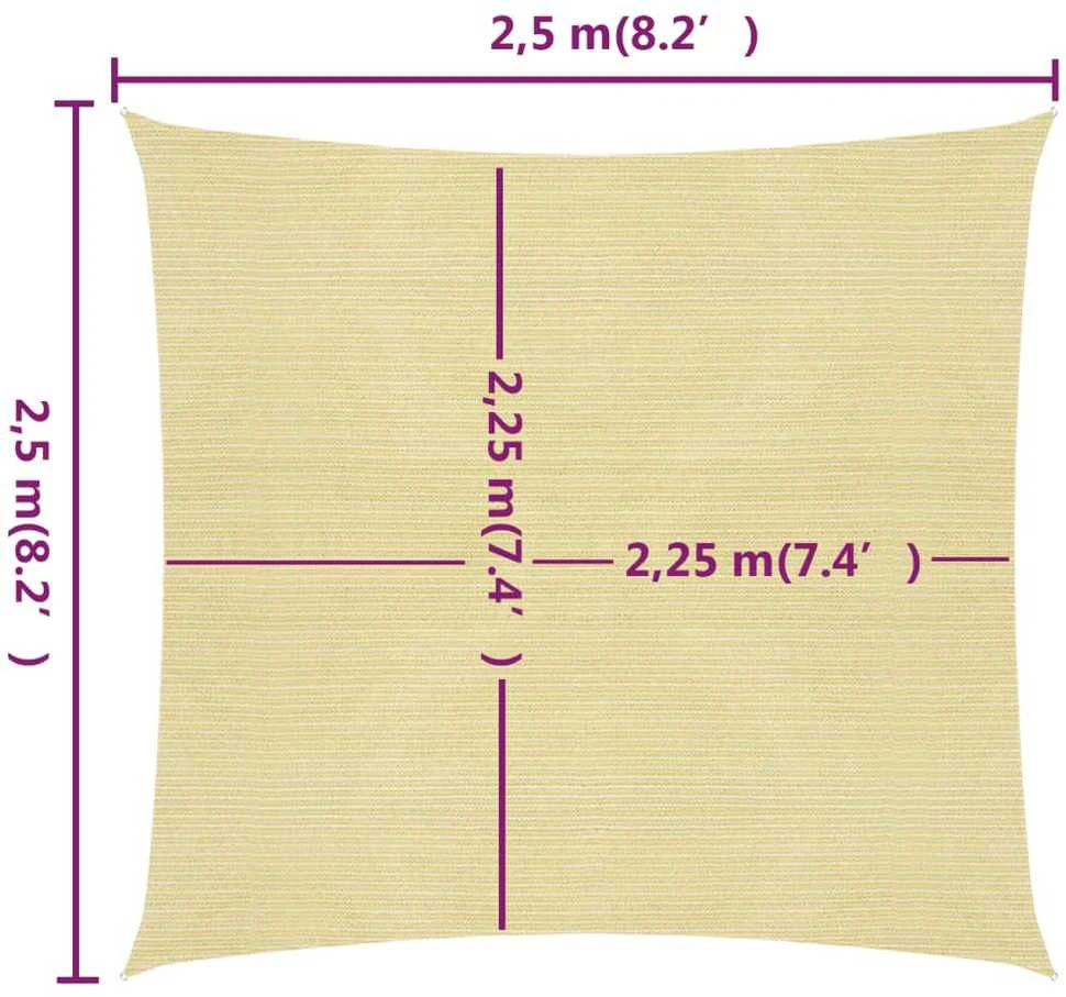 Uždanga nuo saulės, smėlio spalvos, 2,5x2,5m, HDPE, 160g/m²