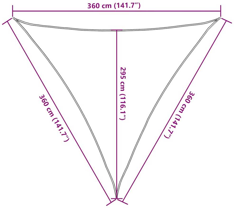 Uždanga nuo saulės, šviesiai žalia, 3,6x3,6x3,6m, HDPE, 160g/m²