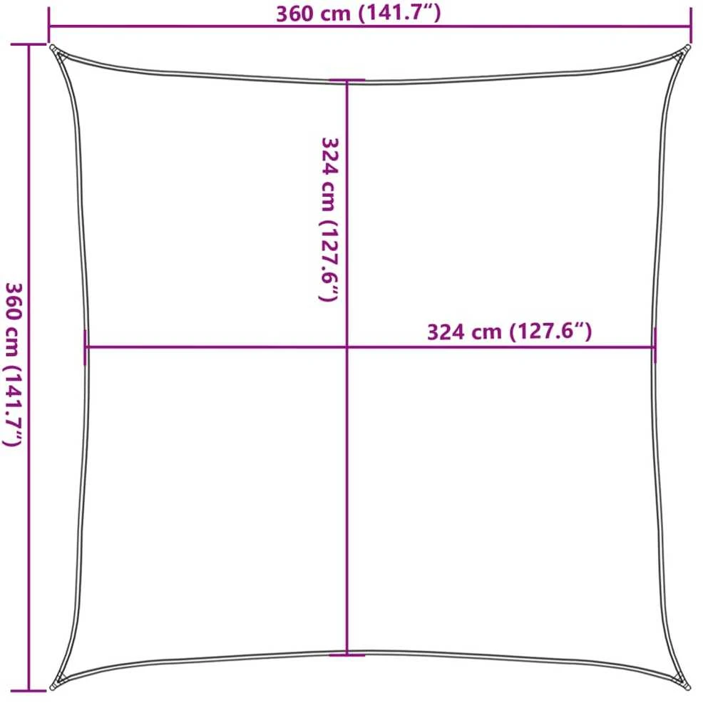 Uždanga nuo saulės, tamsiai žalia, 3,6x3,6m, HDPE, 160g/m²