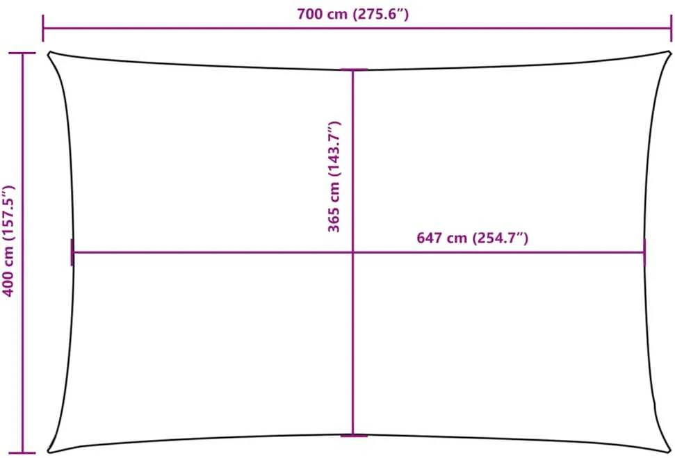Uždanga nuo saulės, taupe, 4x7m, oksfordo audinys, stačiakampė
