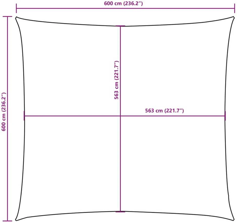 Uždanga nuo saulės, taupe, 6x6m, oksfordo audinys, kvadratinė