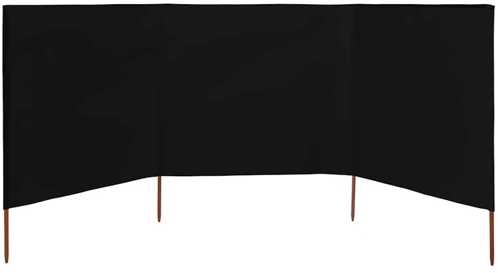 Uždanga nuo vėjo, 3 plokštės, juoda, 400x120cm, audinys