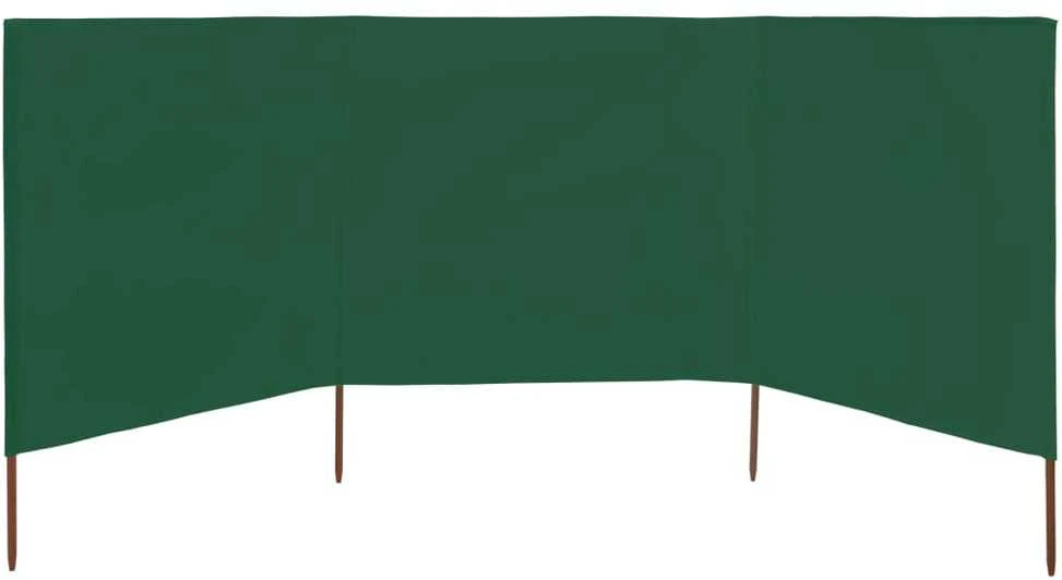 Uždanga nuo vėjo, 3 plokštės, žalios spalvos, 400x80cm, audinys