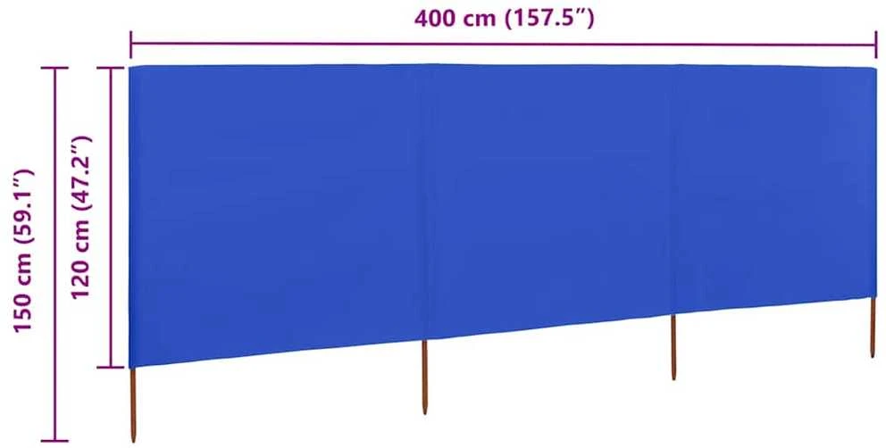 Uždanga nuo vėjo, 3 plokštės, žydra, 400x120cm, audinys