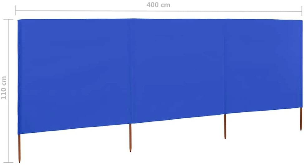 Uždanga nuo vėjo, 3 plokštės, žydra, 400x80cm, audinys