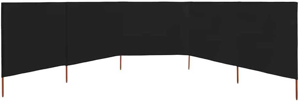Uždanga nuo vėjo, 5 plokštės, juoda, 600x160cm, audinys