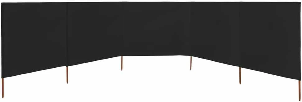 Uždanga nuo vėjo, 5 plokštės, juoda, 600x160cm, audinys