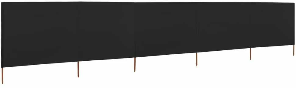 Uždanga nuo vėjo, 5 plokštės, juoda, 600x160cm, audinys