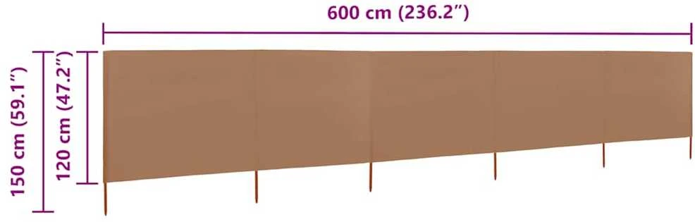 Uždanga nuo vėjo, 5 plokštės, taupe spalvos, 600x120cm, audinys