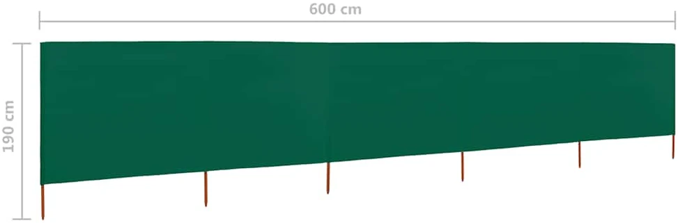 Uždanga nuo vėjo, 5 plokštės, žalia, 600x160cm, audinys