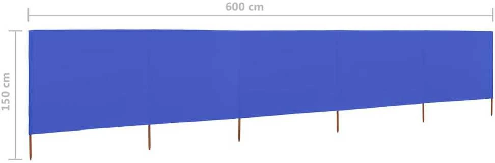 Uždanga nuo vėjo, 5 plokštės, žydra, 600x120cm, audinys