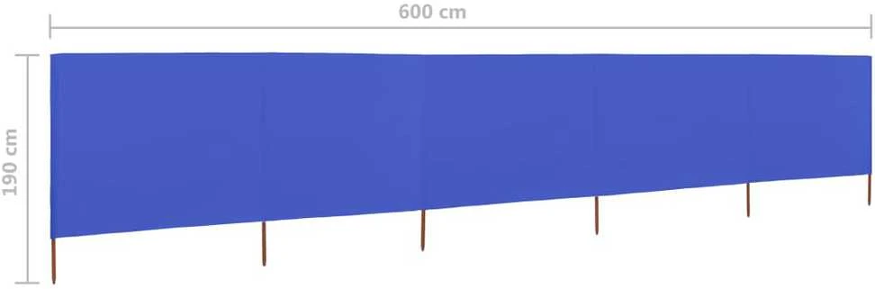 Uždanga nuo vėjo, 5 plokštės, žydra, 600x160cm, audinys