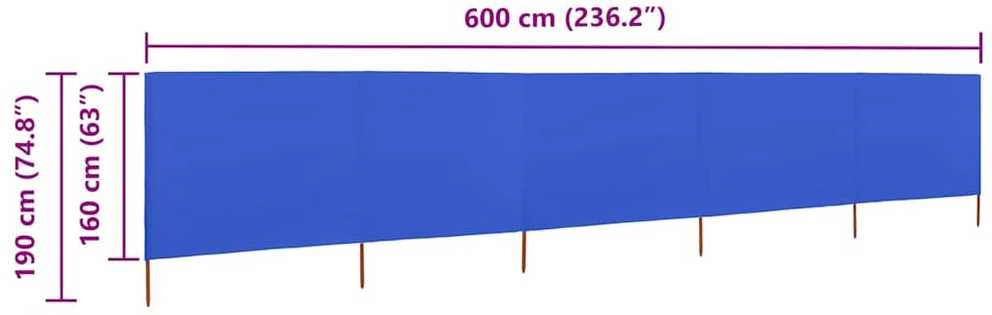 Uždanga nuo vėjo, 5 plokštės, žydra, 600x160cm, audinys