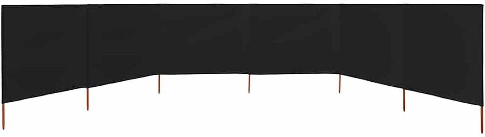 Uždanga nuo vėjo, 6 plokštės, juoda, 800x160cm, audinys