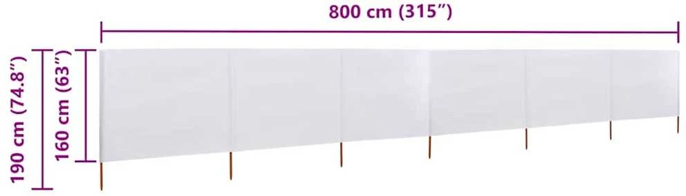 Uždanga nuo vėjo, 6 plokštės, smėlio balta, 800x160cm, audinys