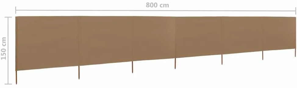 Uždanga nuo vėjo, 6 plokštės, taupe spalvos, 800x120cm, audinys