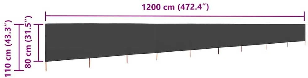 Uždanga nuo vėjo, 9 plokštės, antracito, 1200x80cm, audinys