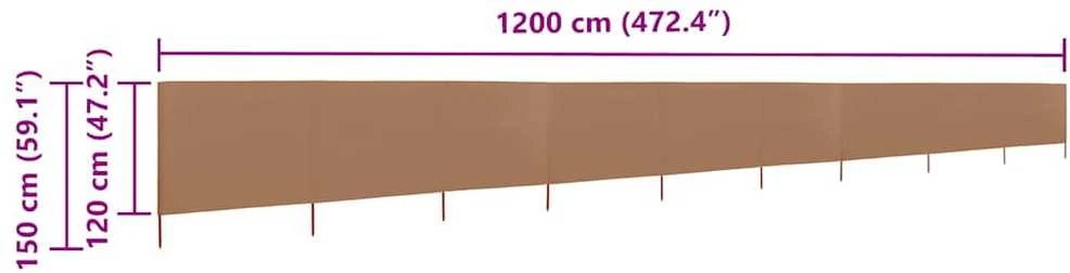 Uždanga nuo vėjo, 9 plokštės, taupe, 1200x120cm, audinys