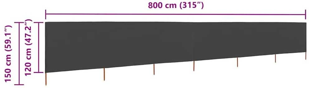 Uždanga nuo vėjo, antracito, 800x120cm, audinys, 6 plokštės