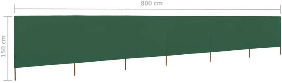 Uždanga nuo vėjo, žalia, 800x120cm, audinys, 6 plokštės