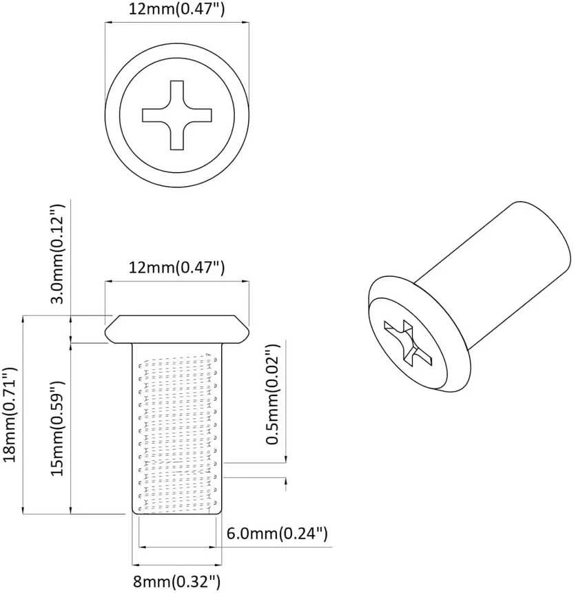 Užrakto veržlė 12 vnt. Sidabro M6 x 15 mm Plienas
