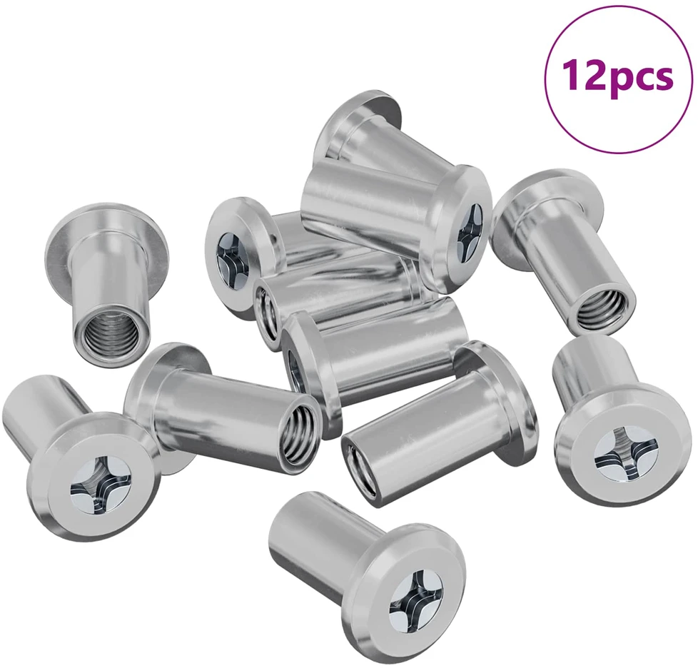 Užrakto veržlė 12 vnt. Sidabro M6 x 15 mm Plienas