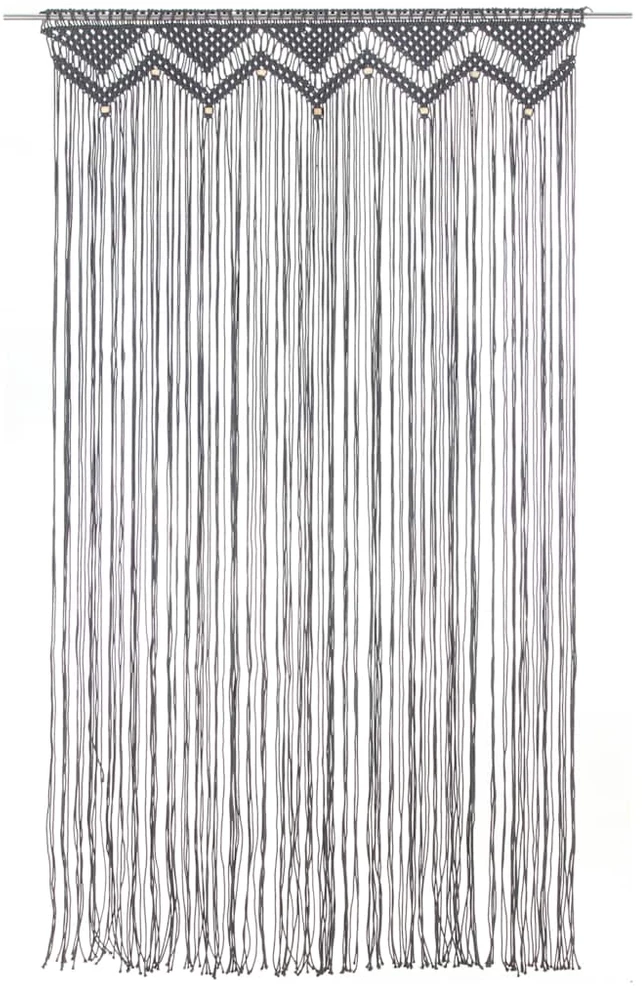 Užuolaida, antracito, 140x240cm, medvilnė, makrame stilius