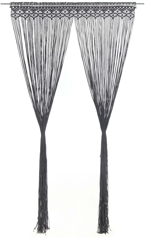 Užuolaida, antracito, 140x240cm, medvilnė, makrame stiliaus