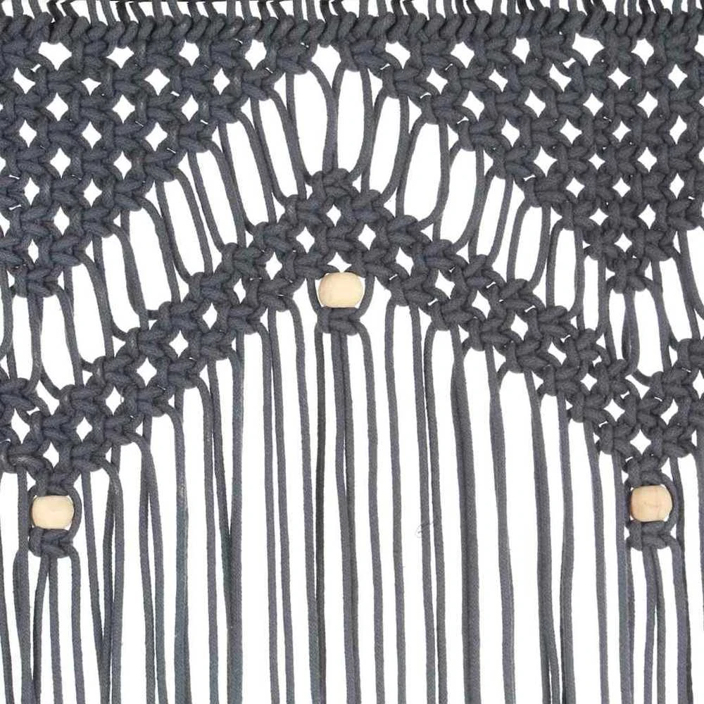 Užuolaida, antracito, 140x240cm, medvilnė, makrame stilius