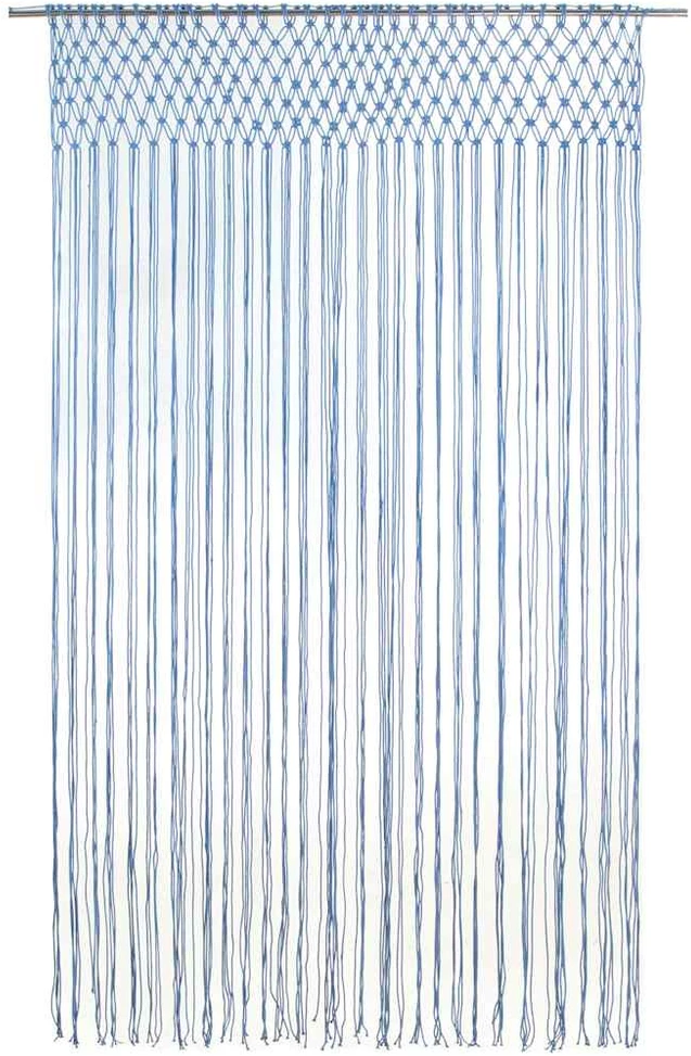Užuolaida, mėlyna, 140x240cm, medvilnė, makrame stilius