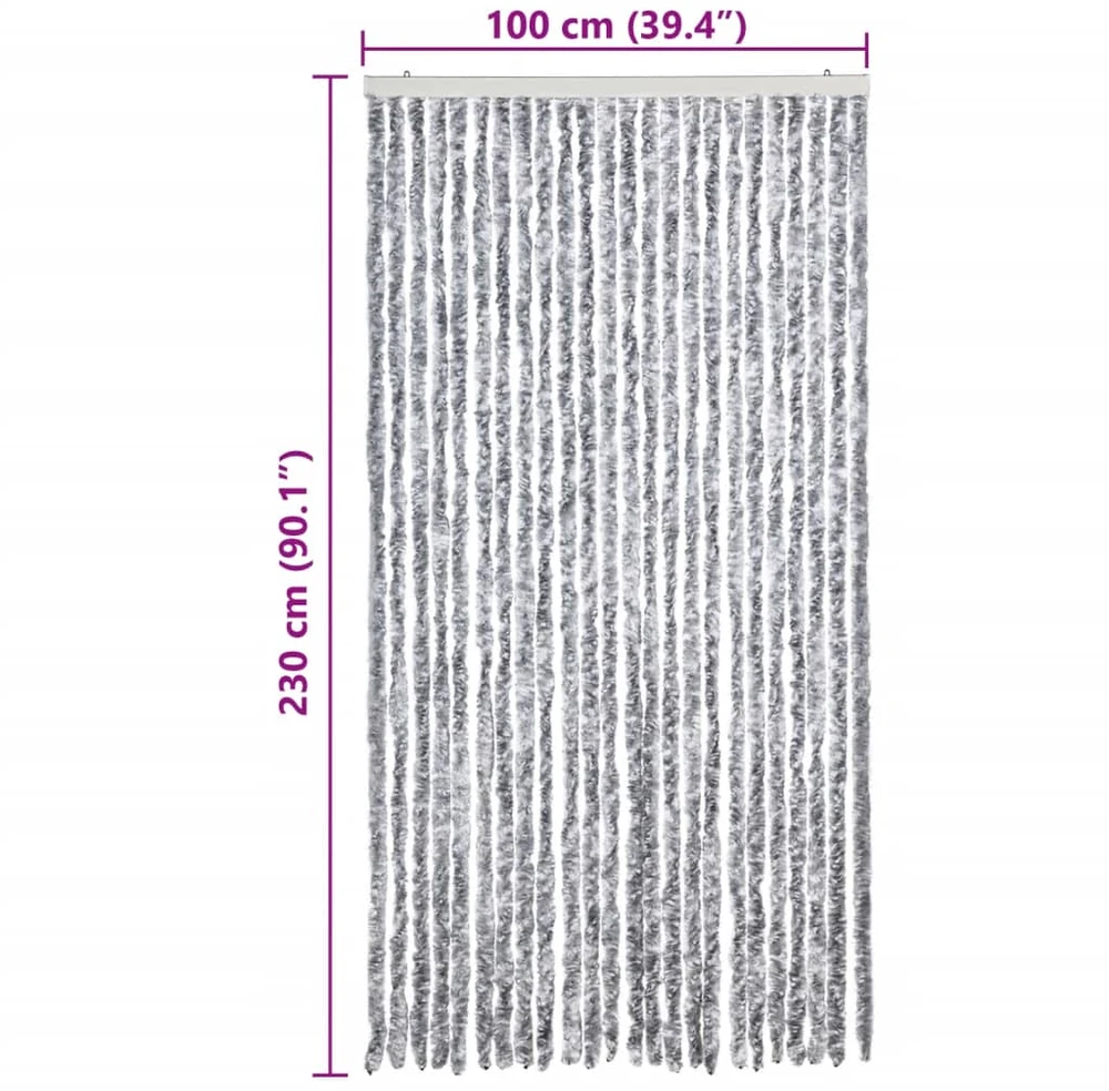 Užuolaida nuo musių, balta ir pilka, 100x230cm šenilis